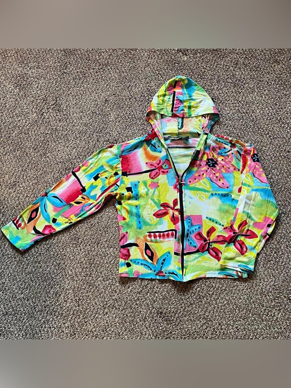 Jane Ashley multi colored floral dyed zip up hoodie
